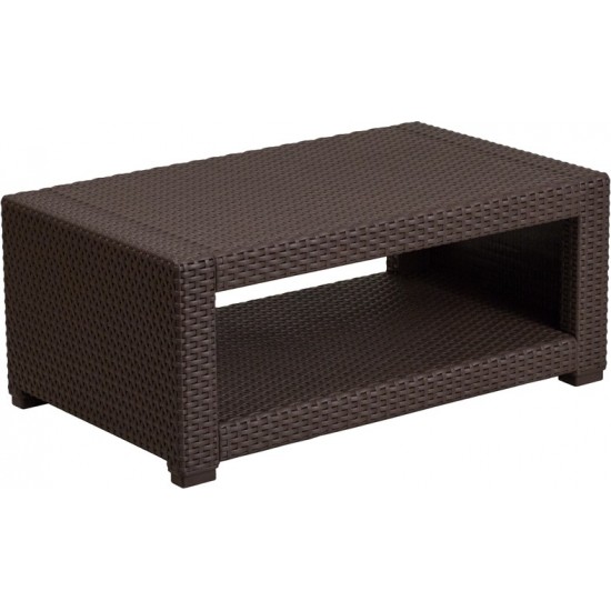 Chocolate Brown Faux Rattan Coffee Table