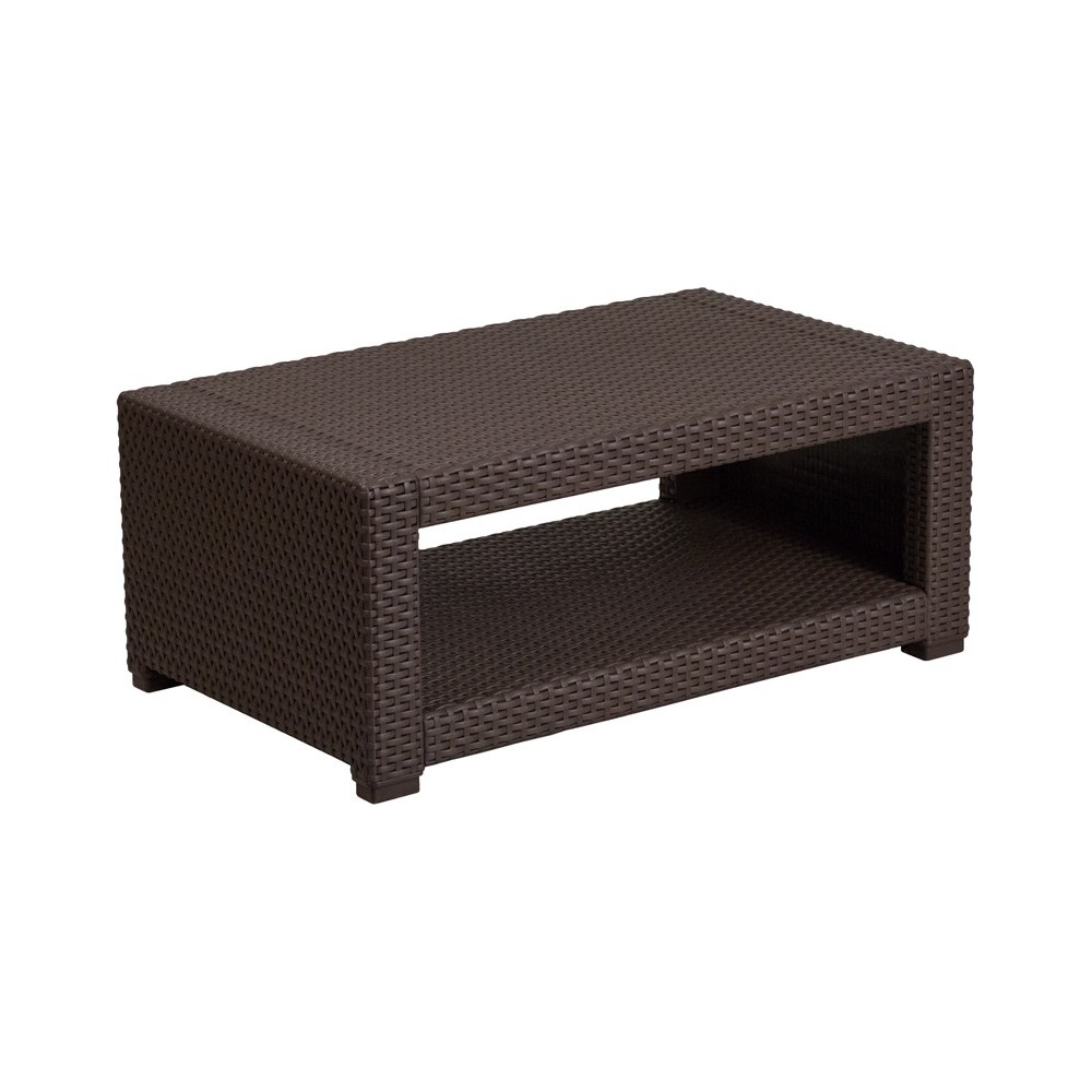 Chocolate Brown Faux Rattan Coffee Table