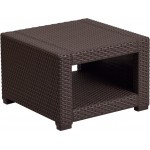 Chocolate Brown Faux Rattan End Table