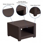 Chocolate Brown Faux Rattan End Table