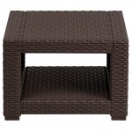 Chocolate Brown Faux Rattan End Table