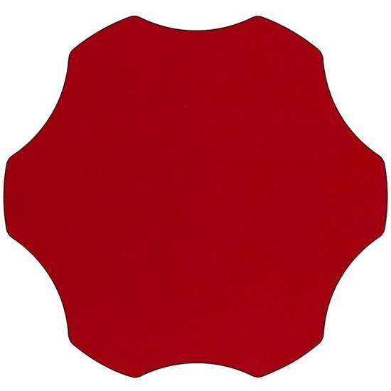Mobile 60'' Flower Red Thermal Laminate Activity Table - Standard Height Adjustable Legs