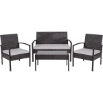 Aransas Series 4 Piece Black Patio Set with Steel Frame and Gray Cushions