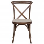 Stackable Early American Wood Cross Back Chair with Cushion