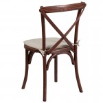 Stackable Mahogany Wood Cross Back Chair with Cushion