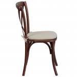 Stackable Mahogany Wood Cross Back Chair with Cushion