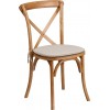 Stackable Oak Wood Cross Back Chair with Cushion