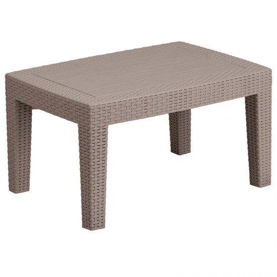 Light Gray Faux Rattan Coffee Table