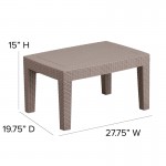 Light Gray Faux Rattan Coffee Table