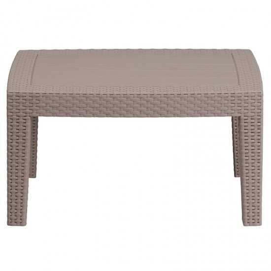 Light Gray Faux Rattan Coffee Table