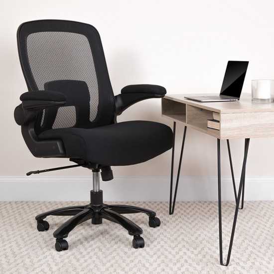 Big & Tall Office Chair | Black Mesh Executive Swivel Office Chair with Lumbar and Back Support and Wheels