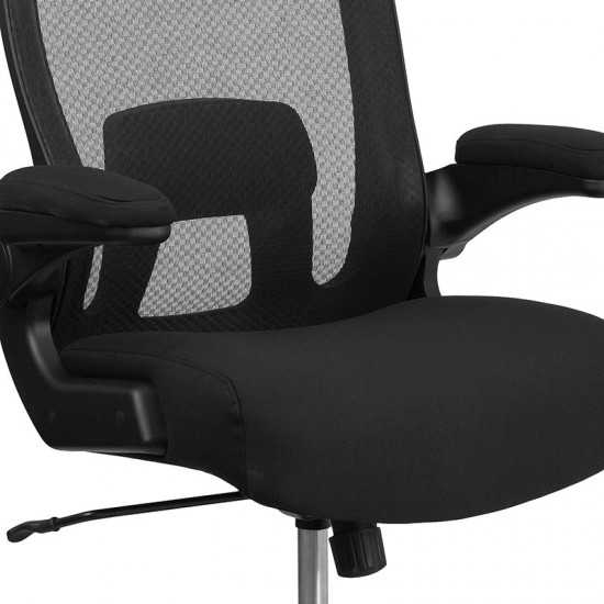 Big & Tall Office Chair | Black Mesh Executive Swivel Office Chair with Lumbar and Back Support and Wheels