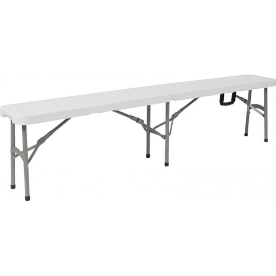 11''W x 72"L Bi-Fold Granite White Folding Bench with Carrying Handle