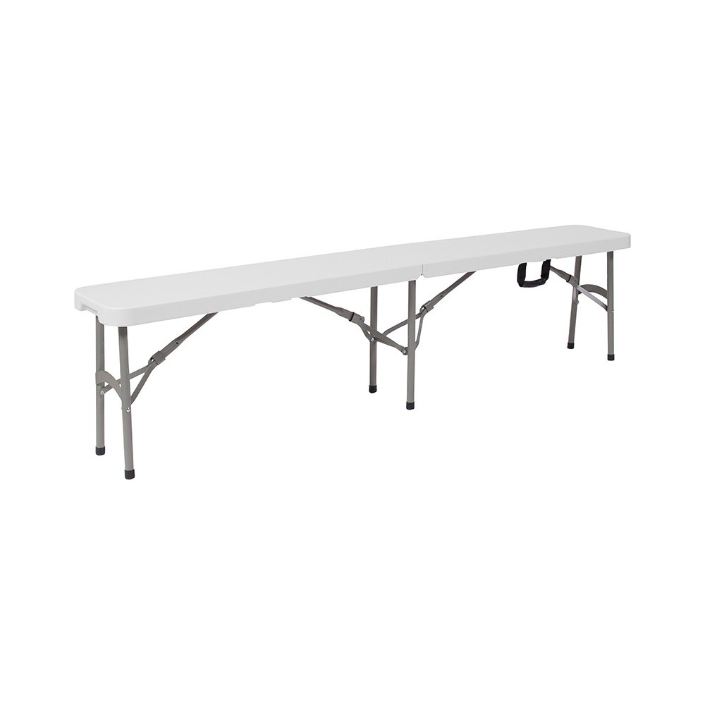 11''W x 72"L Bi-Fold Granite White Folding Bench with Carrying Handle