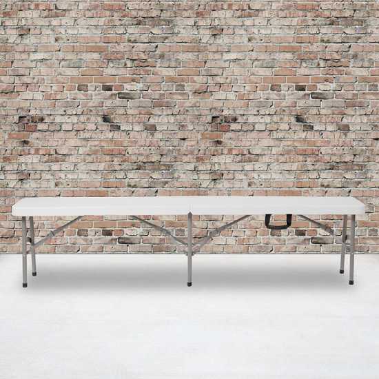 11''W x 72"L Bi-Fold Granite White Folding Bench with Carrying Handle