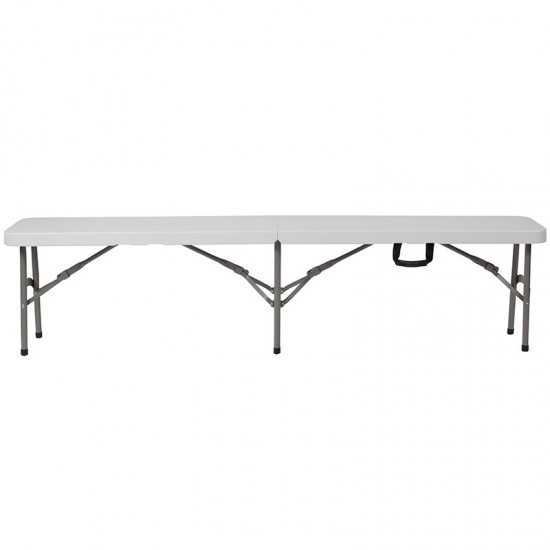 11''W x 72"L Bi-Fold Granite White Folding Bench with Carrying Handle