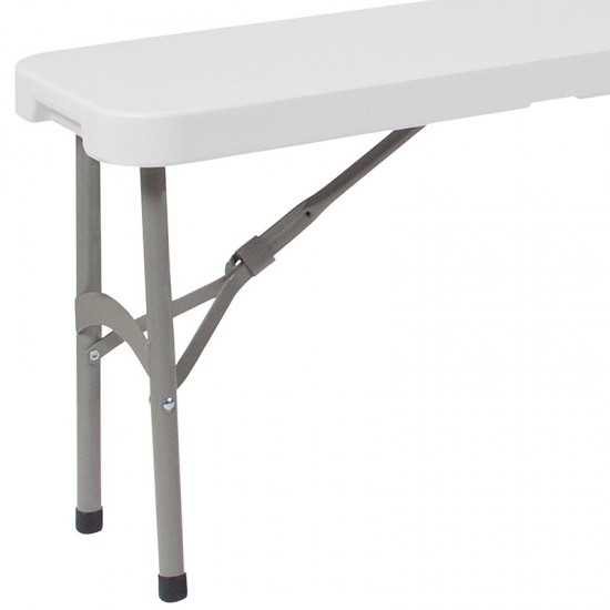 11''W x 72"L Bi-Fold Granite White Folding Bench with Carrying Handle