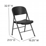 330 lb. Capacity Black Plastic Folding Chair with Charcoal Frame