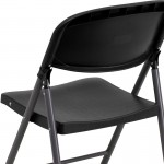 330 lb. Capacity Black Plastic Folding Chair with Charcoal Frame