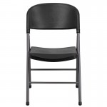 330 lb. Capacity Black Plastic Folding Chair with Charcoal Frame