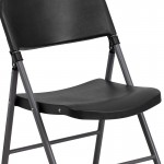 330 lb. Capacity Black Plastic Folding Chair with Charcoal Frame