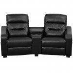 Futura Series 2-Seat Reclining Black LeatherSoft Theater Seating Unit with Cup Holders