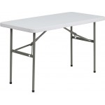 4-Foot Granite White Plastic Folding Table