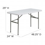 4-Foot Granite White Plastic Folding Table