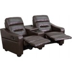 Futura Series 2-Seat Reclining Brown LeatherSoft Theater Seating Unit with Cup Holders