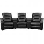Futura Series 3-Seat Reclining Black LeatherSoft Theater Seating Unit with Cup Holders