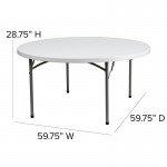 5-Foot Round Granite White Plastic Folding Table