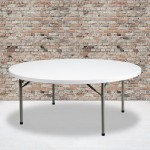 6-Foot Round Granite White Plastic Folding Table