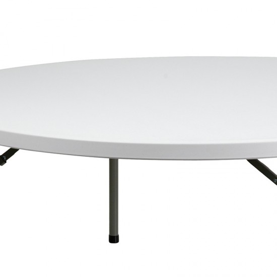 6-Foot Round Granite White Plastic Folding Table