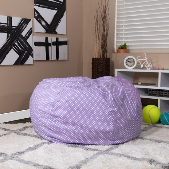 Oversized Lavender Dot Bean Bag Chair for Kids and Adults