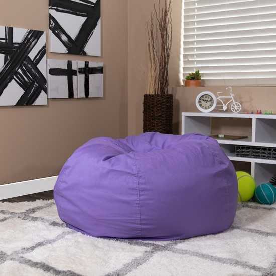 Oversized Solid Purple Bean Bag Chair for Kids and Adults