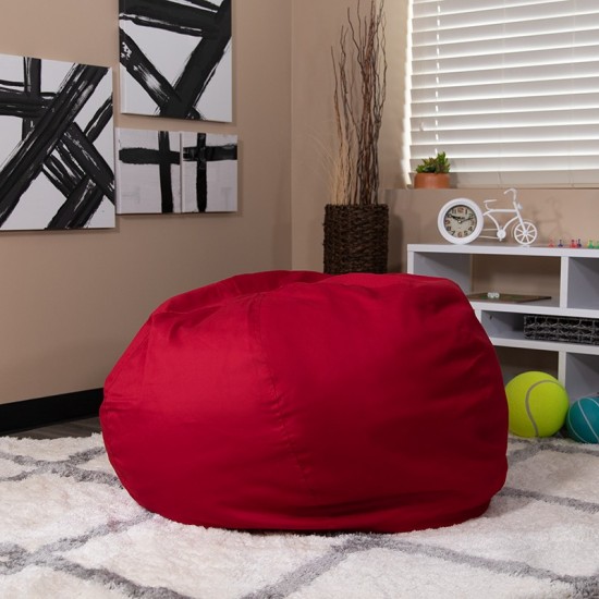 Oversized Solid Red Bean Bag Chair for Kids and Adults