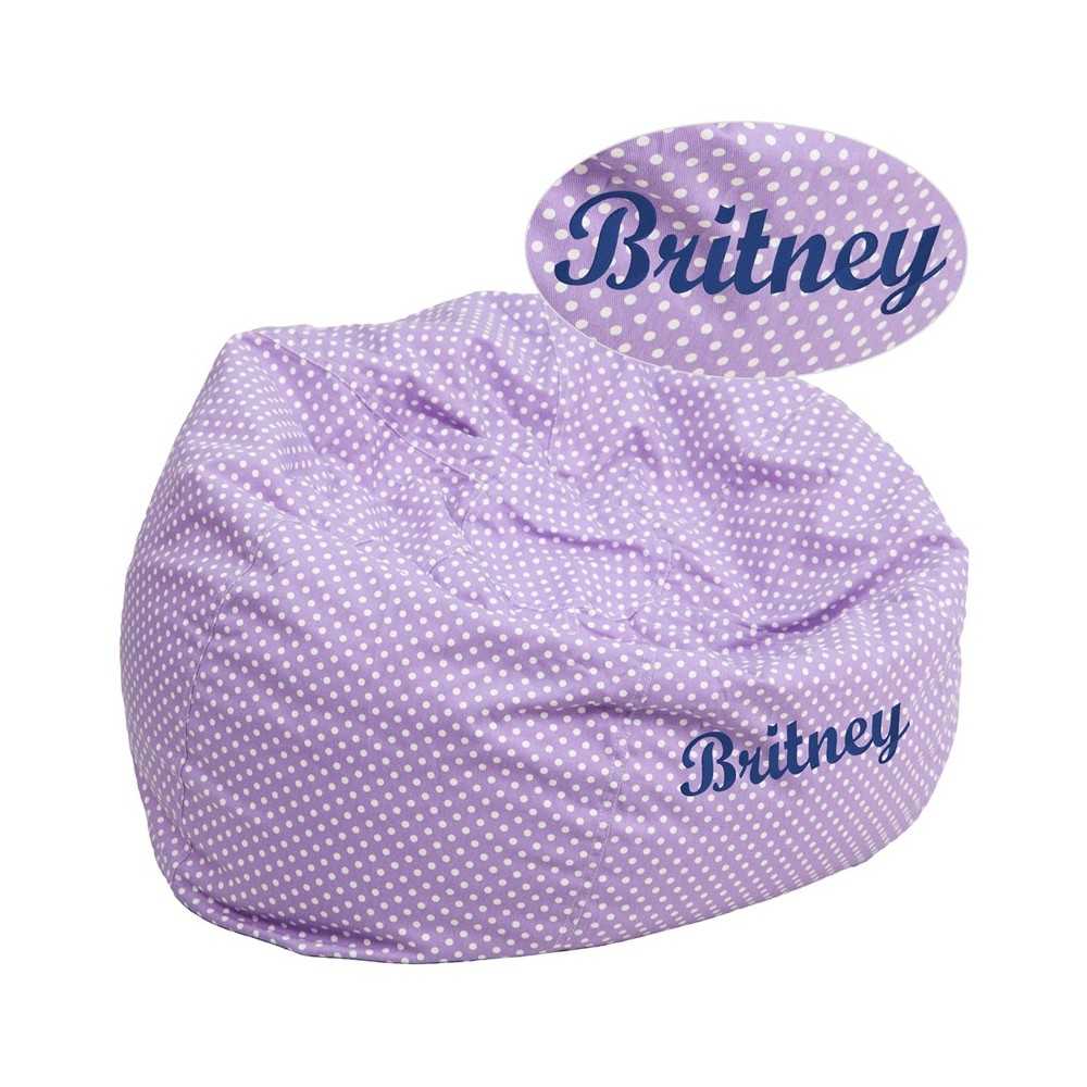 Personalized Oversized Lavender Dot Bean Bag Chair for Kids and Adults Personalized Oversized Lavender Dot Bean Bag Chair for Kids and Adults