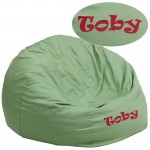 Personalized Oversized Solid Green Bean Bag Chair for Kids and Adults