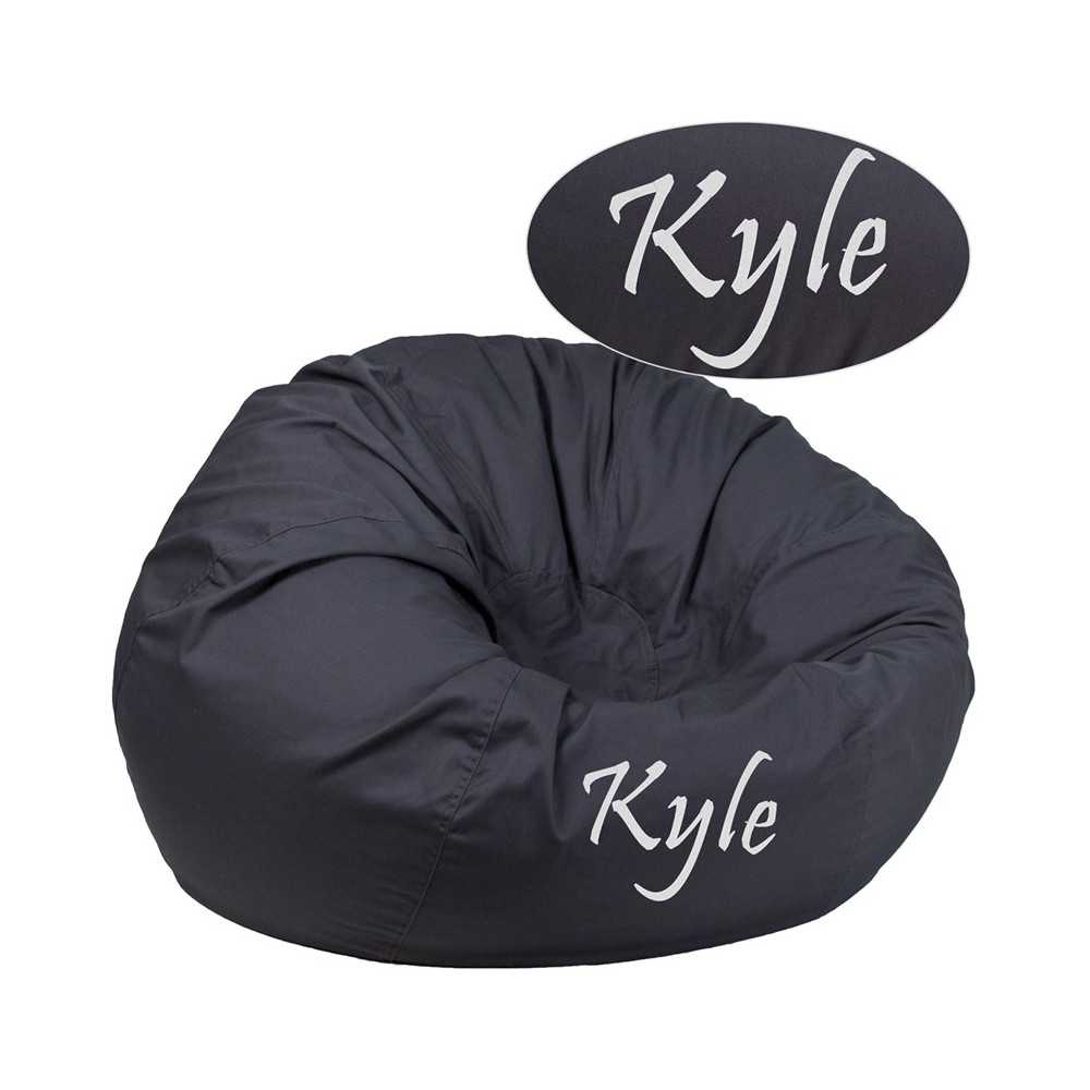 Personalized Oversized Solid Gray Bean Bag Chair for Kids and Adults