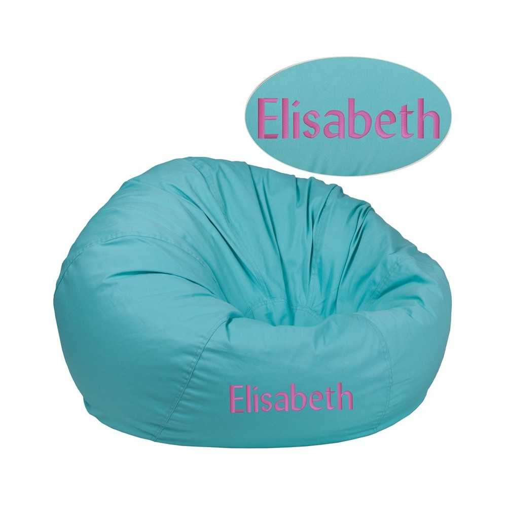 Personalized Oversized Solid Mint Green Bean Bag Chair for Kids and Adults