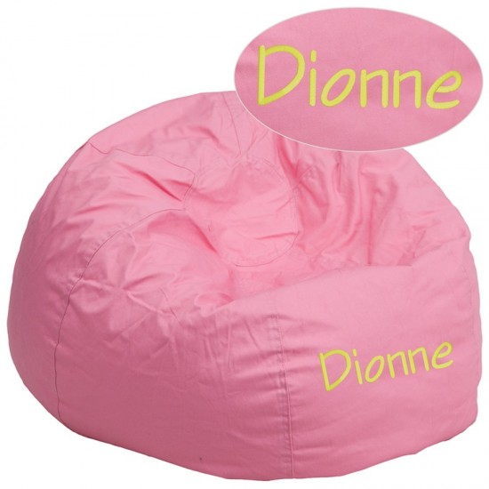 Personalized Oversized Solid Light Pink Bean Bag Chair for Kids and Adults