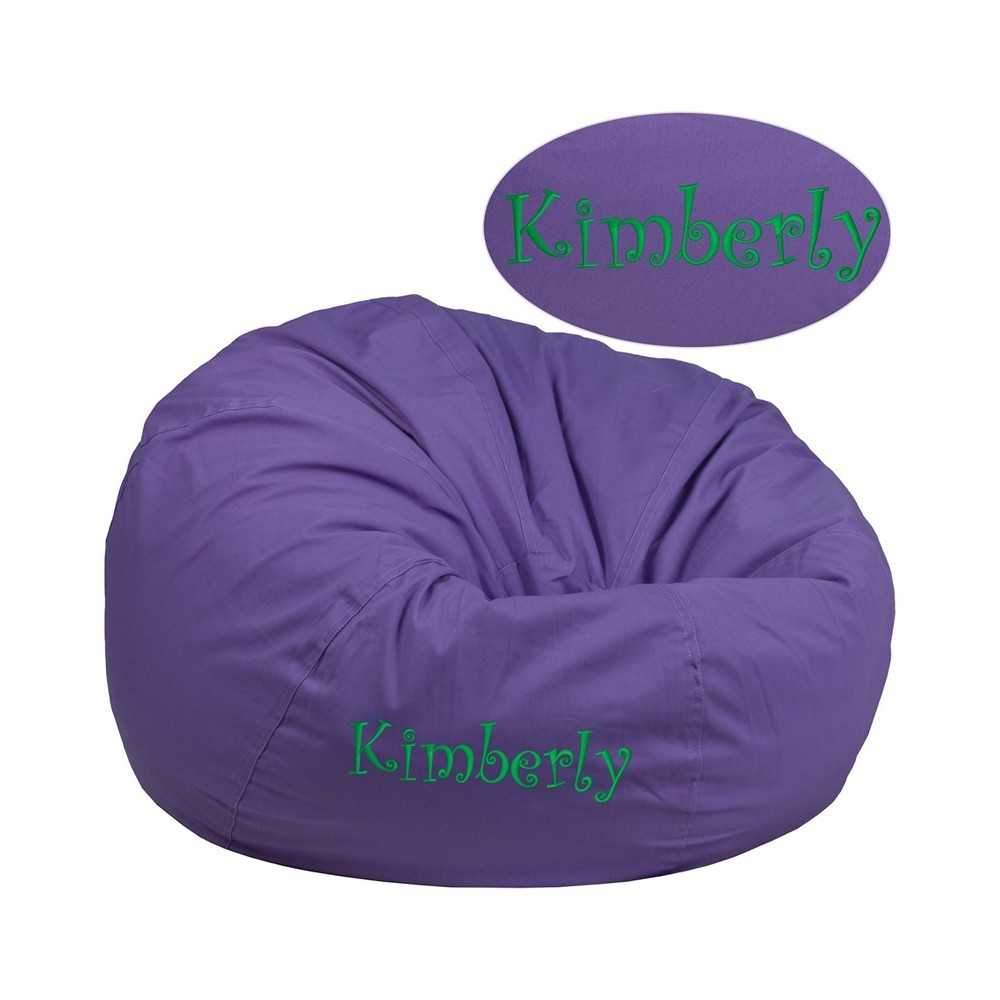 Personalized Oversized Solid Purple Bean Bag Chair for Kids and Adults