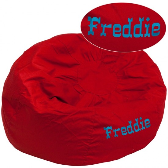 Personalized Oversized Solid Red Bean Bag Chair for Kids and Adults