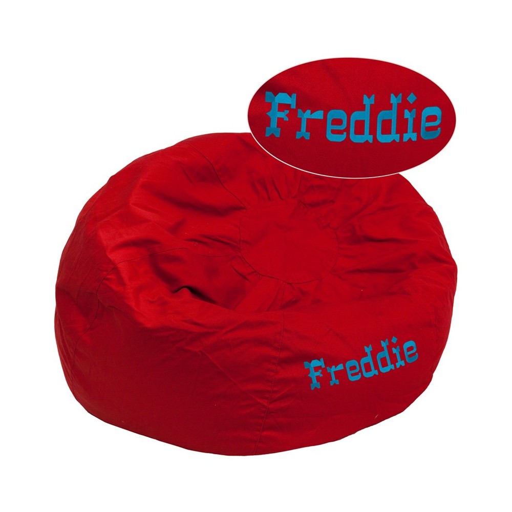 Personalized Oversized Solid Red Bean Bag Chair for Kids and Adults