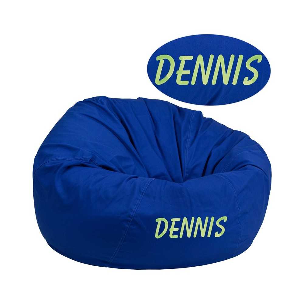 Personalized Oversized Solid Royal Blue Bean Bag Chair for Kids and Adults