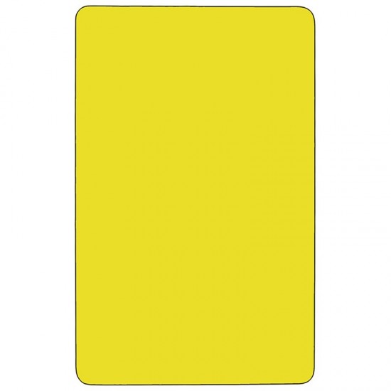 Mobile 30''W x 60''L Rectangular Yellow HP Laminate Activity Table - Height Adjustable Short Legs
