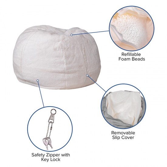 White furry bean bag hot sale