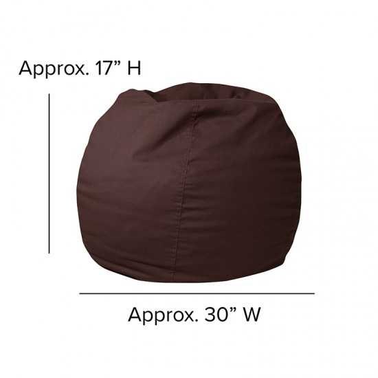 Small Solid Brown Bean Bag Chair for Kids and Teens