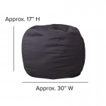 Small Solid Gray Bean Bag Chair for Kids and Teens