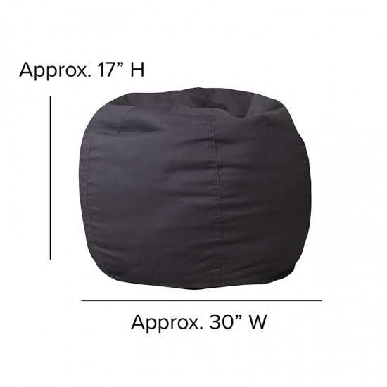 Small Solid Gray Bean Bag Chair for Kids and Teens